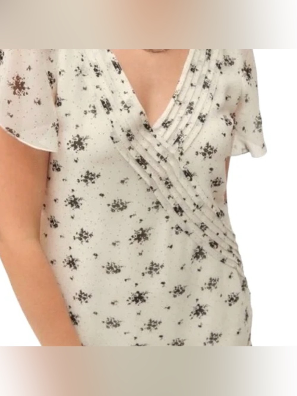 Urban Outfitters Rosalee Floral V-Neck Mini Dress S Black White 90s Grunge UO